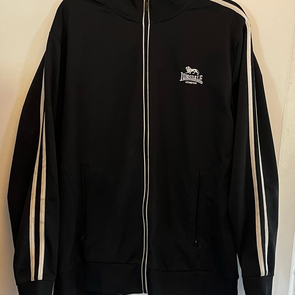 Black Windbreaker with White Stripes